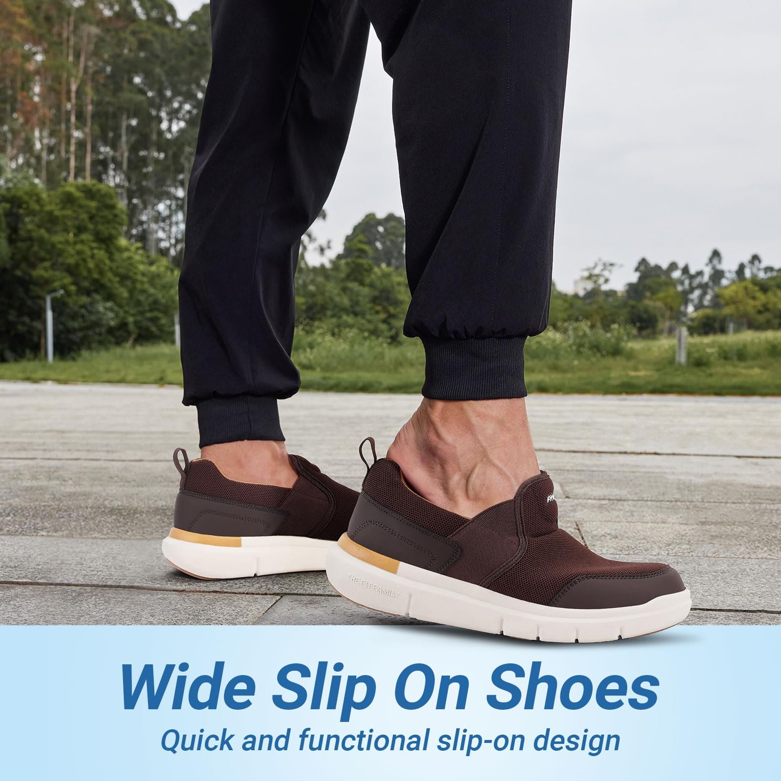 Кроссовки FitVille Без шнурков Мужские Очень широкие Нескользящие Для ходьбы Широкие Для улицы Удобные Легкие Дышащие Повседневные, фото №4