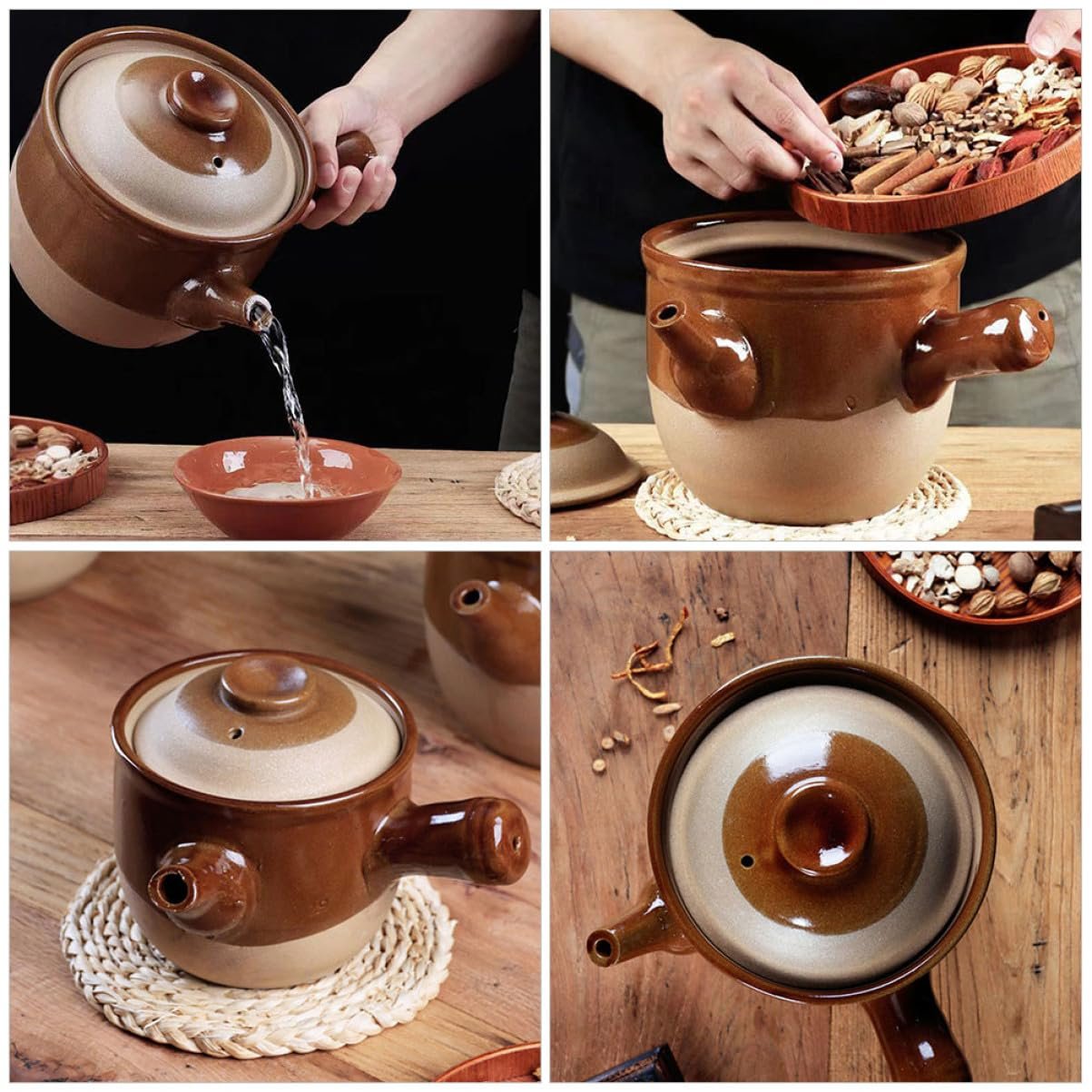 Горщик керамічний для приготування ліків та супів термостійкий з ручкою, фото №4