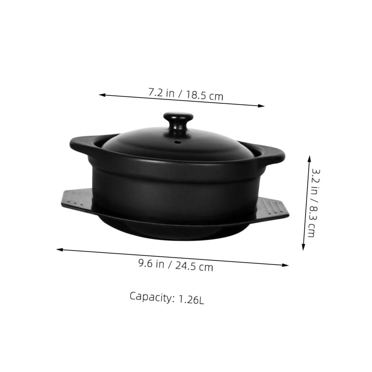 Керамическая кастрюля с крышкой 1.26 л с двойной ручкой антипригарная термостойкая, фото №2