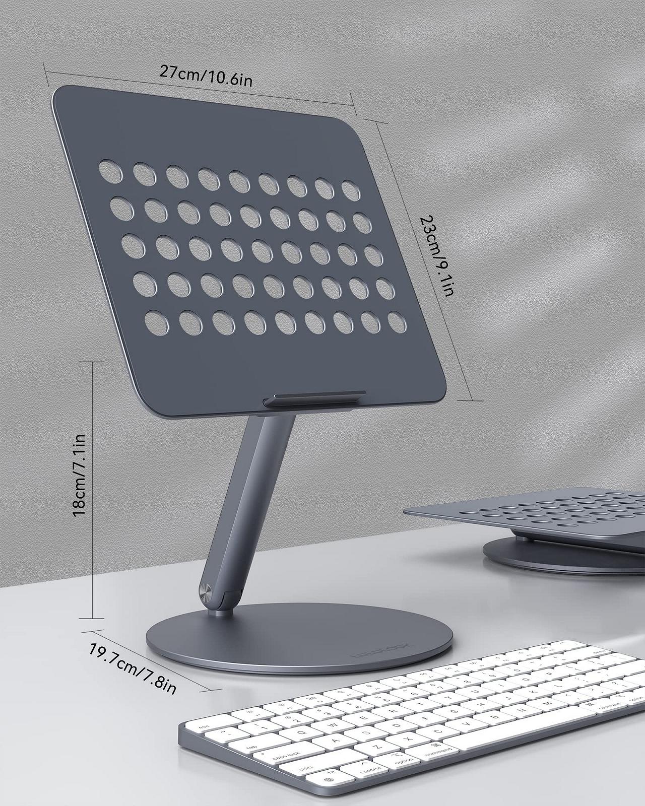 Подставка для ноутбука LULULOOK складная с вращающейся на 360

градусов основой, алюминиевая подставка для ноутбука для стола, регулируемая подставка для ноутбука для MacBook Pro M4, MacBook Air, всех ноутбуков 10-17 дюймов, серая, фото №5