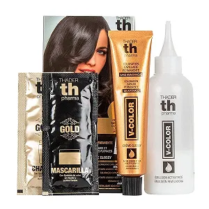 Фарба Th Pharma V-Color Перманентна Без аміаку Набір з Рідким Золотом 100% Покриття Сивини 120 мл (№ 4 Середній Коричневий) ціна на synthetic.ua - Фото 1 Фарба Th Pharma V-Color Перманентна Без аміаку Набір з Рідким Золотом 100% Покриття Сивини 120 мл (№ 4 Середній Коричневий) synthetic.ua - Фото 1