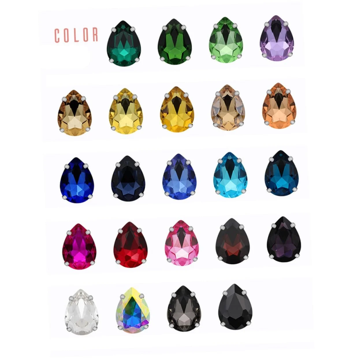 Пришивные кристаллы SEWACC, 50 шт., кристаллы с коготками, смешанные формы, каплевидные кристаллы, самоцветы в форме слезы для одежды, кристаллы в форме водяной капли, зеленый, фото №6