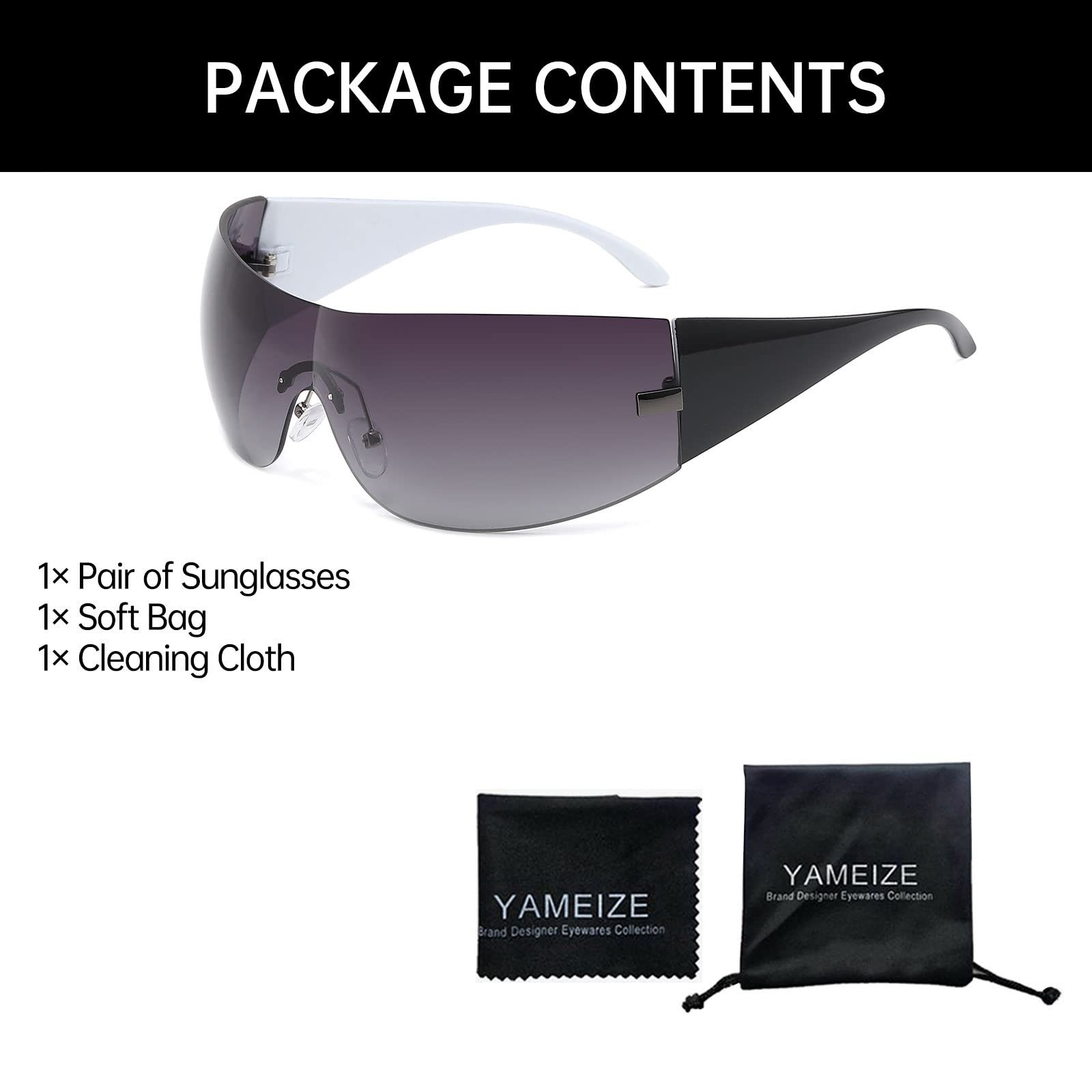 Сонцезахисні окуляри YAMEIZE Cycling Trendy Y2K Wraparound для жінок, чоловіків, великий розмір, захист UV400, фото №4