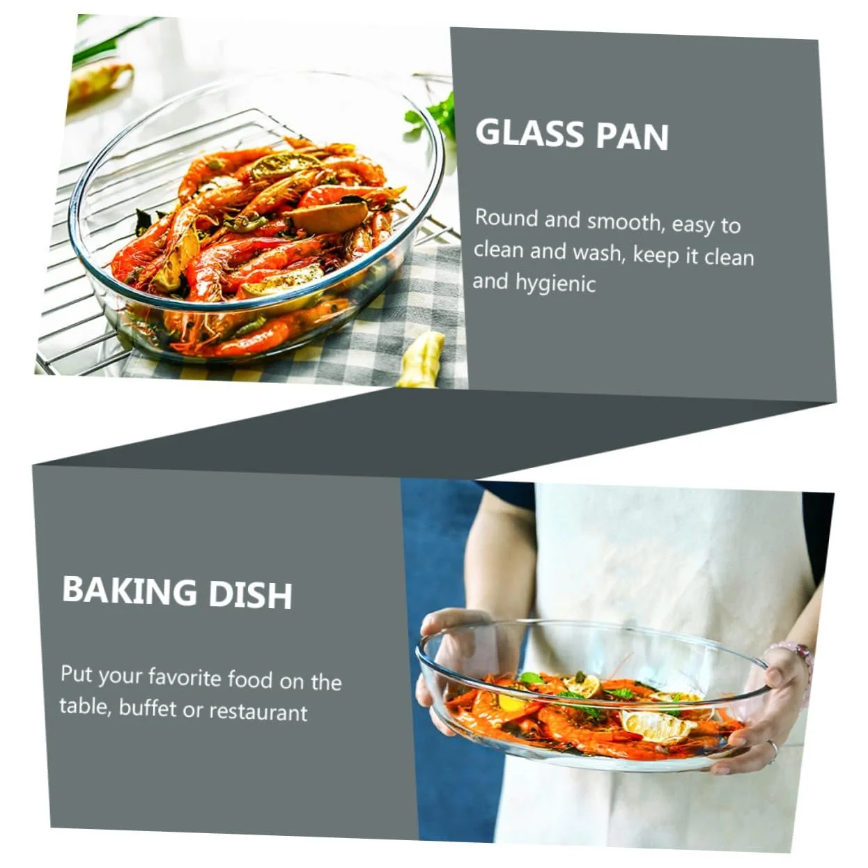 Форма для запекания TOYANDONA стеклянная овальная для духовки и микроволновой печи прозрачная, фото №3