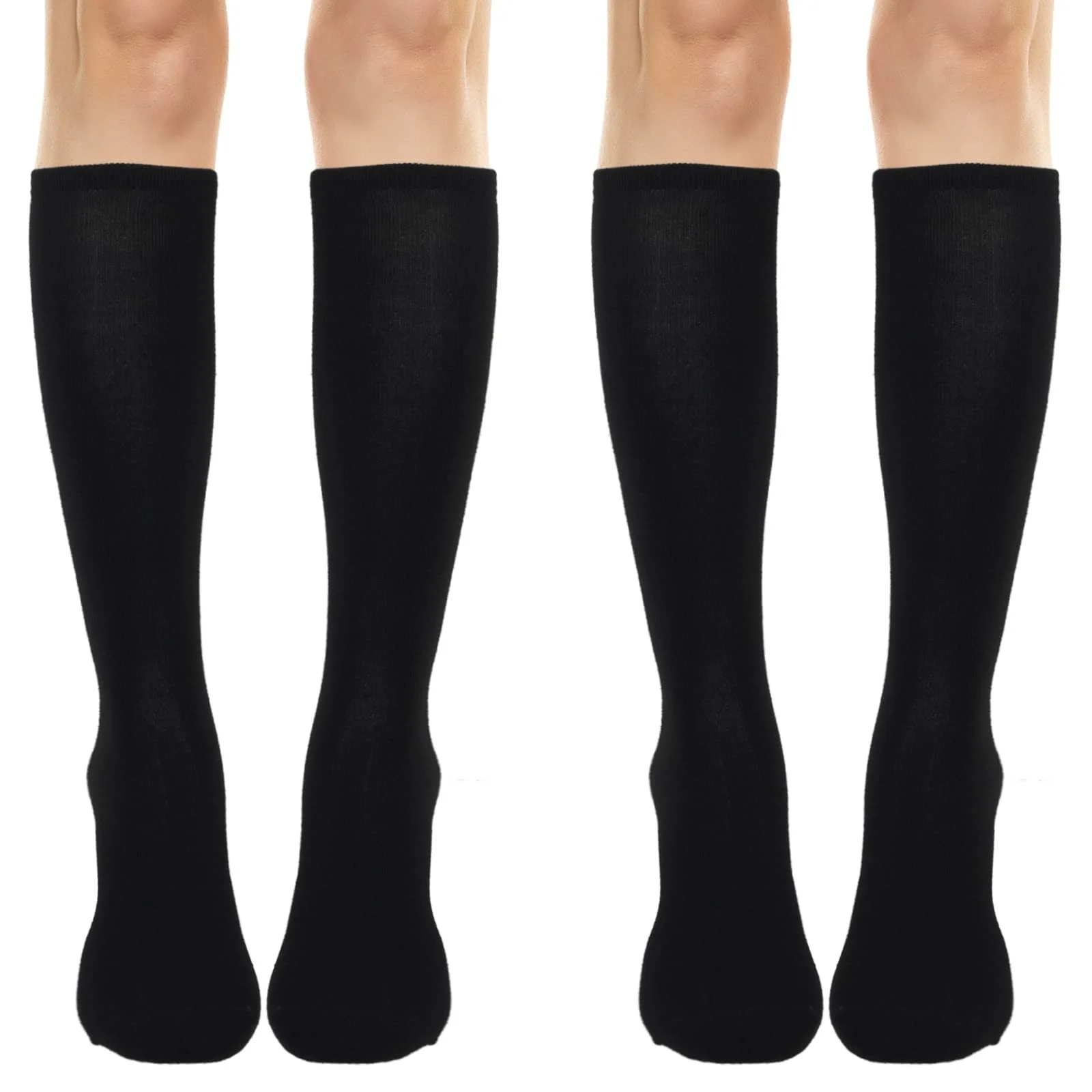 Женские хлопковые гольфы Sibba 2 пары Зимние теплые высокие носки полосатые Черный, фото №1