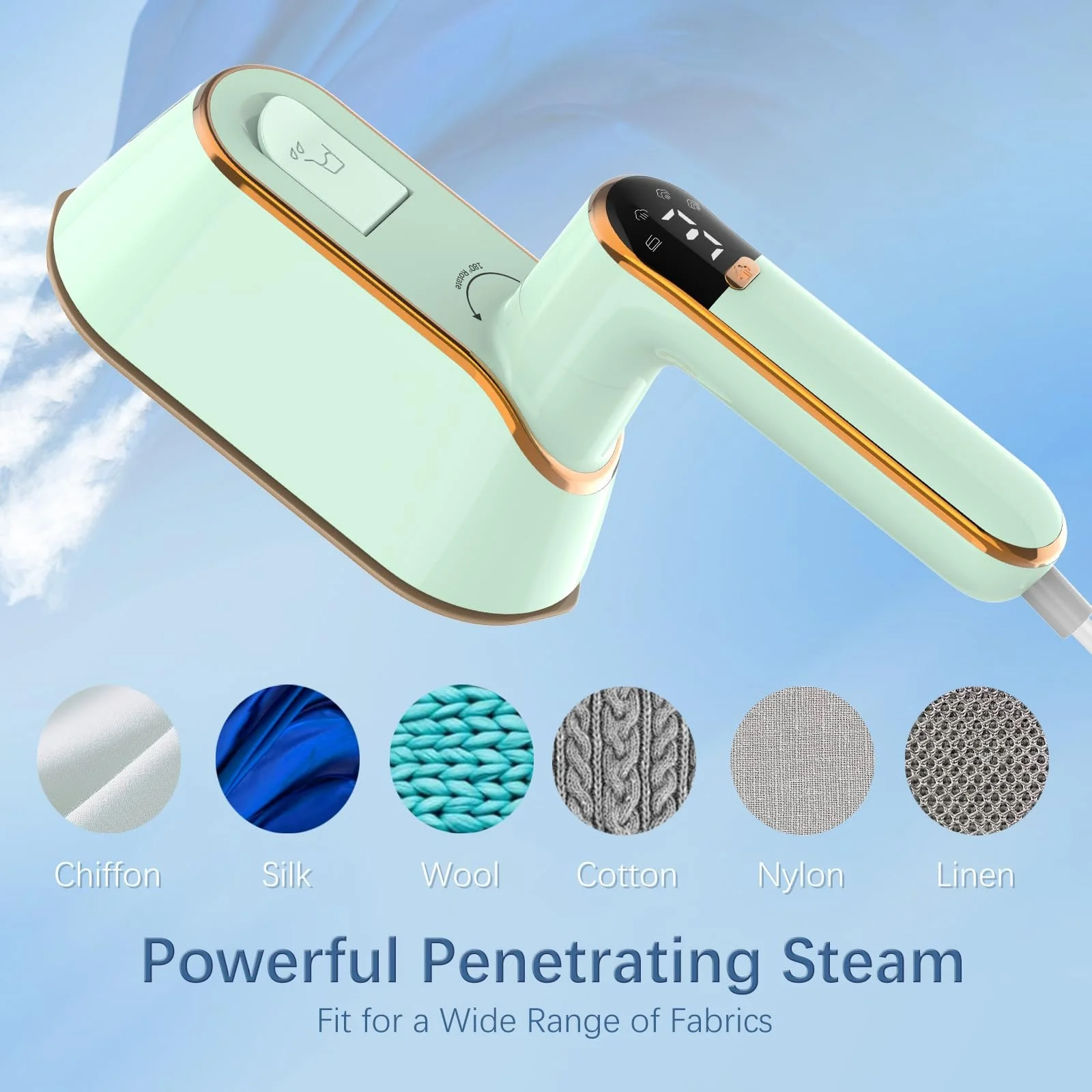 Вертикальний відпарювач Kssvzz 2-in-1 1200 Вт LCD Display Foldable Green, фото №6