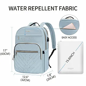 Рюкзак для ноутбука VANKEAN 15.6 Inch Waterproof USB Charging Port Світло-блакитний synthetic.ua - Фото 1