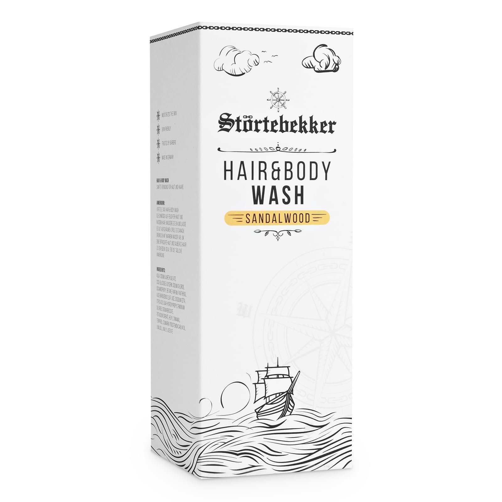 Гель для душу та шампунь Störtebekker Premium Hair & Body Wash Sandalwood 2-в-1 для чоловіків з алое вера 500 мл, фото №6
