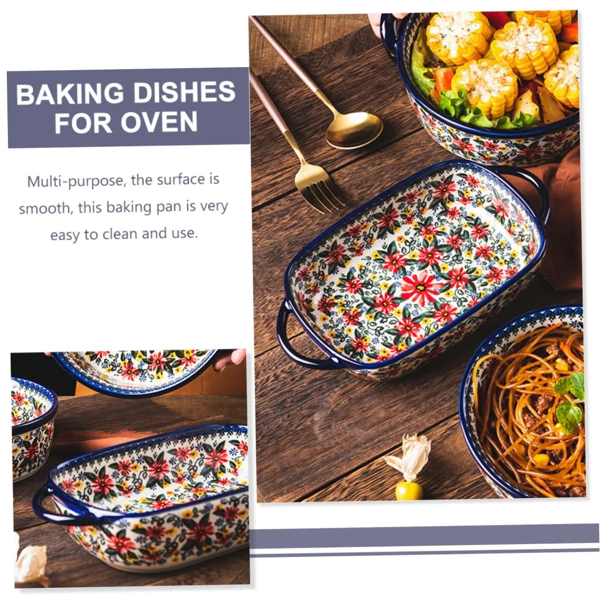 Форма для запекания VALICLUD Polish Ceramic Прямоугольная с двойными ручками Жаропрочная Пятнистая, фото №5 Форма для запекания VALICLUD Polish Ceramic Прямоугольная с двойными ручками Жаропрочная Пятнистая, фото №5