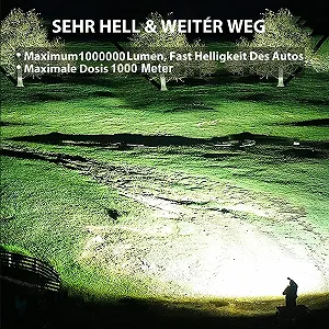 Ліхтар LED Акумуляторний 1000000 люмен LED ліхтарик Надзвичайно яскравий з USB акумуляторний 7 Режимів освітлення Тактичні ліхтарі IPX7 synthetic.ua - Фото 1