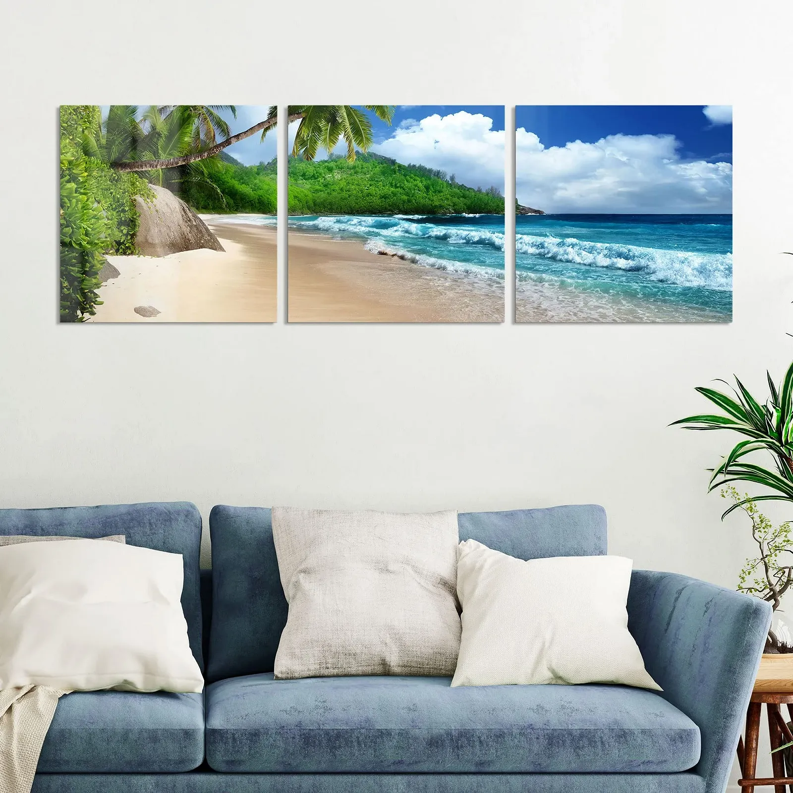 Скляні картини DEQORI Tropical Beach Backdrop Горизонтальні 3 штуки 150 x 50 см, фото №4