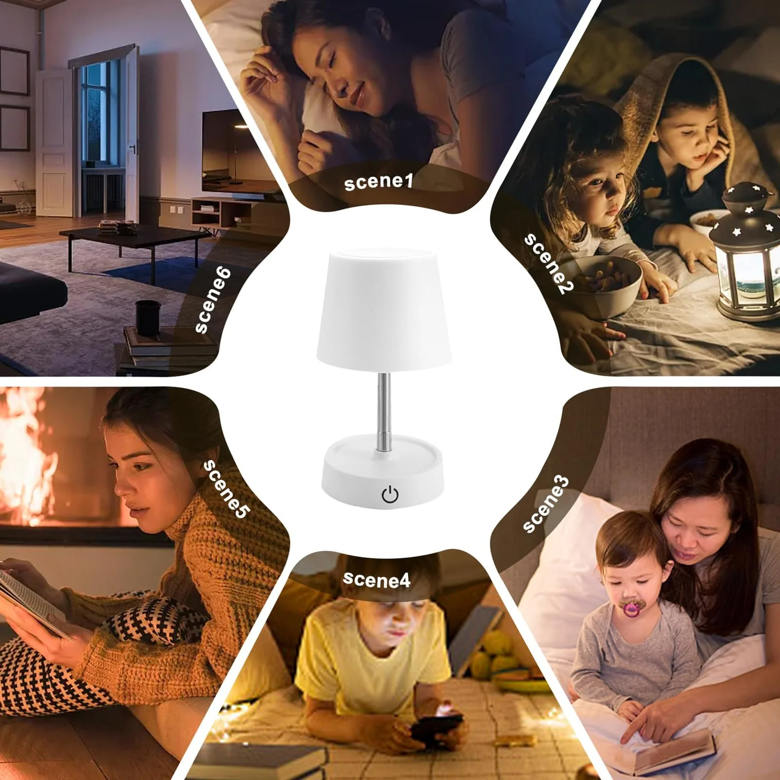 Настільна світлодіодна лампа акумуляторна USB телескопічна бездротова сенсорна (набір 2 шт) тепле біле світло, фото №7