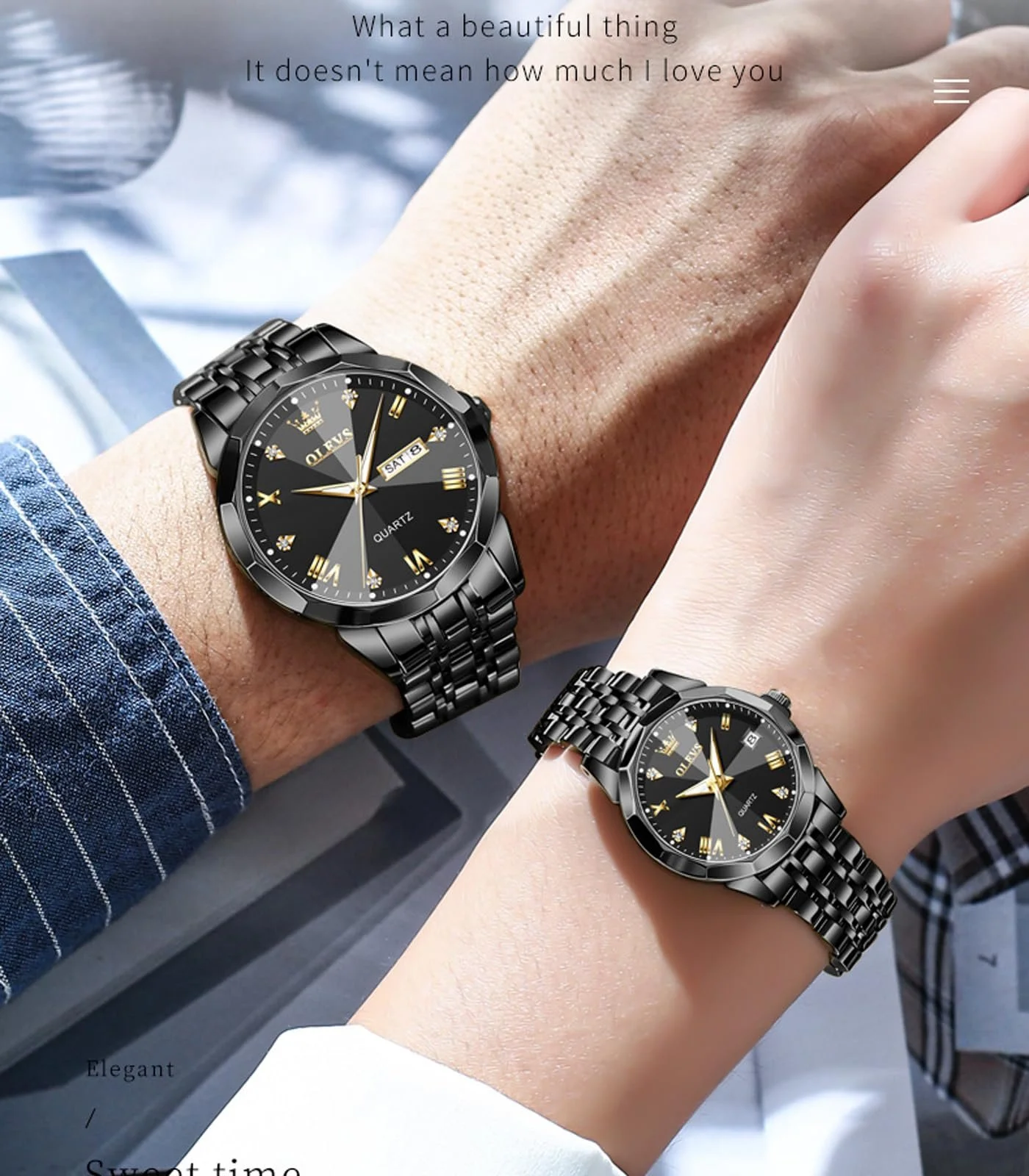 Годинник кварцовий OLEVS Парний Люмінесцентний Календар Дата Водонепроникний, фото №3 Годинник кварцовий OLEVS Парний Люмінесцентний Календар Дата Водонепроникний, фото №3