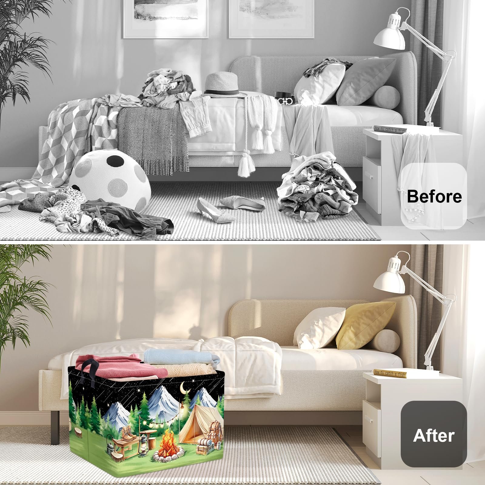 Корзина HUUMONSS для игрушек для кемпинга ночью Складная для мальчиков девочек 36л, фото №2