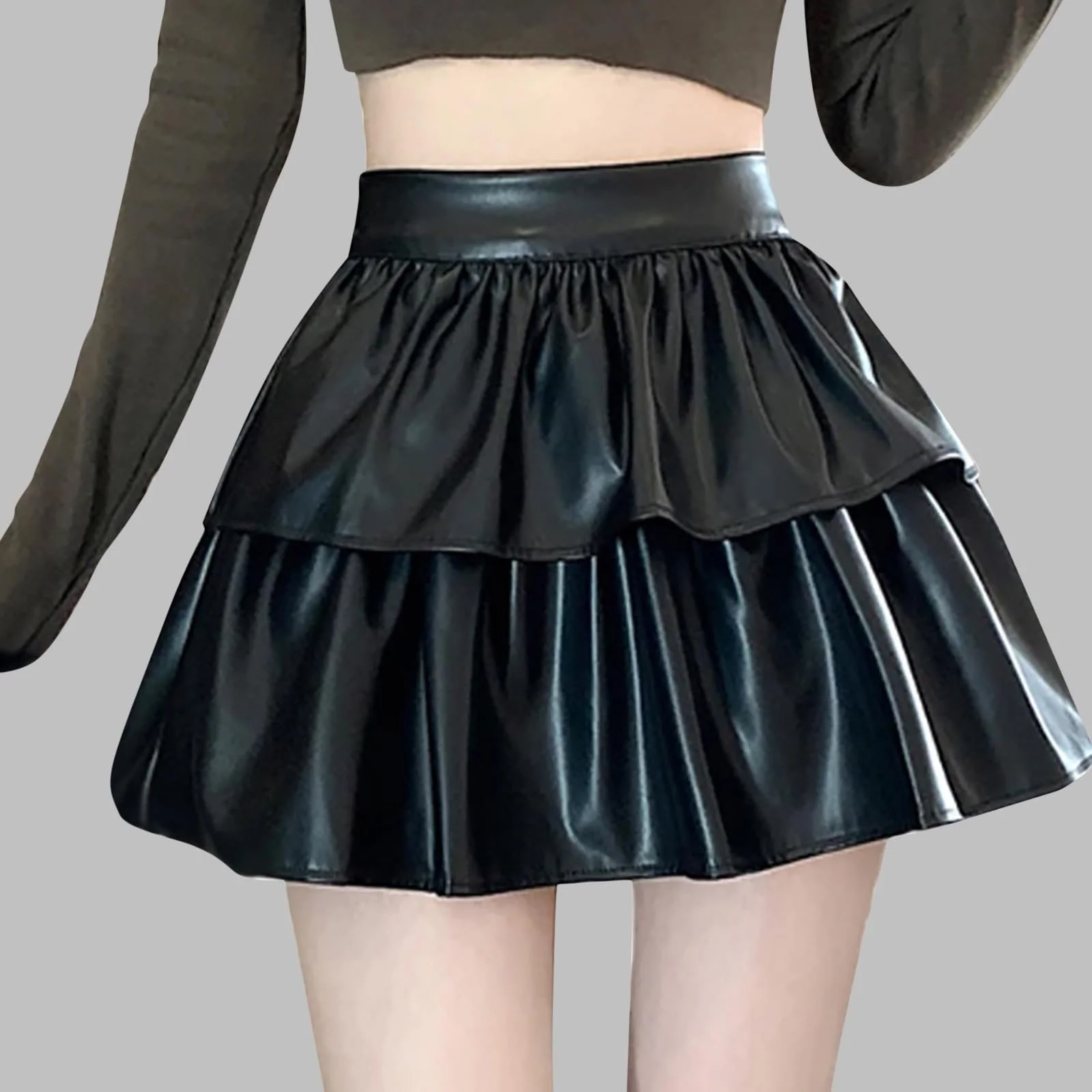 Міні-спідниця Amxleh, великі розміри, штучна шкіра, фото №2