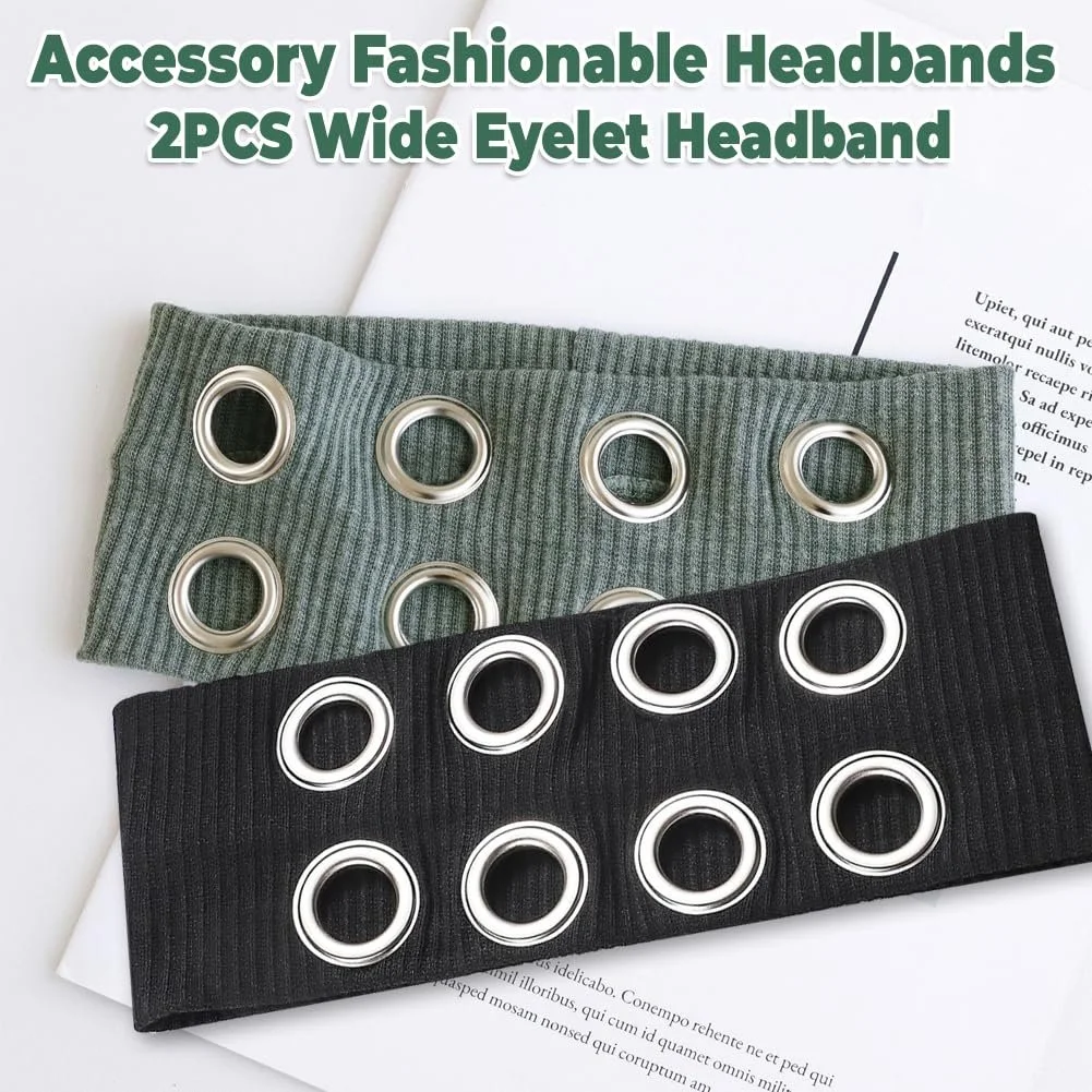 Набір з 2 еластичних пов'язок на голову з порожнистими люверсами, фото №4