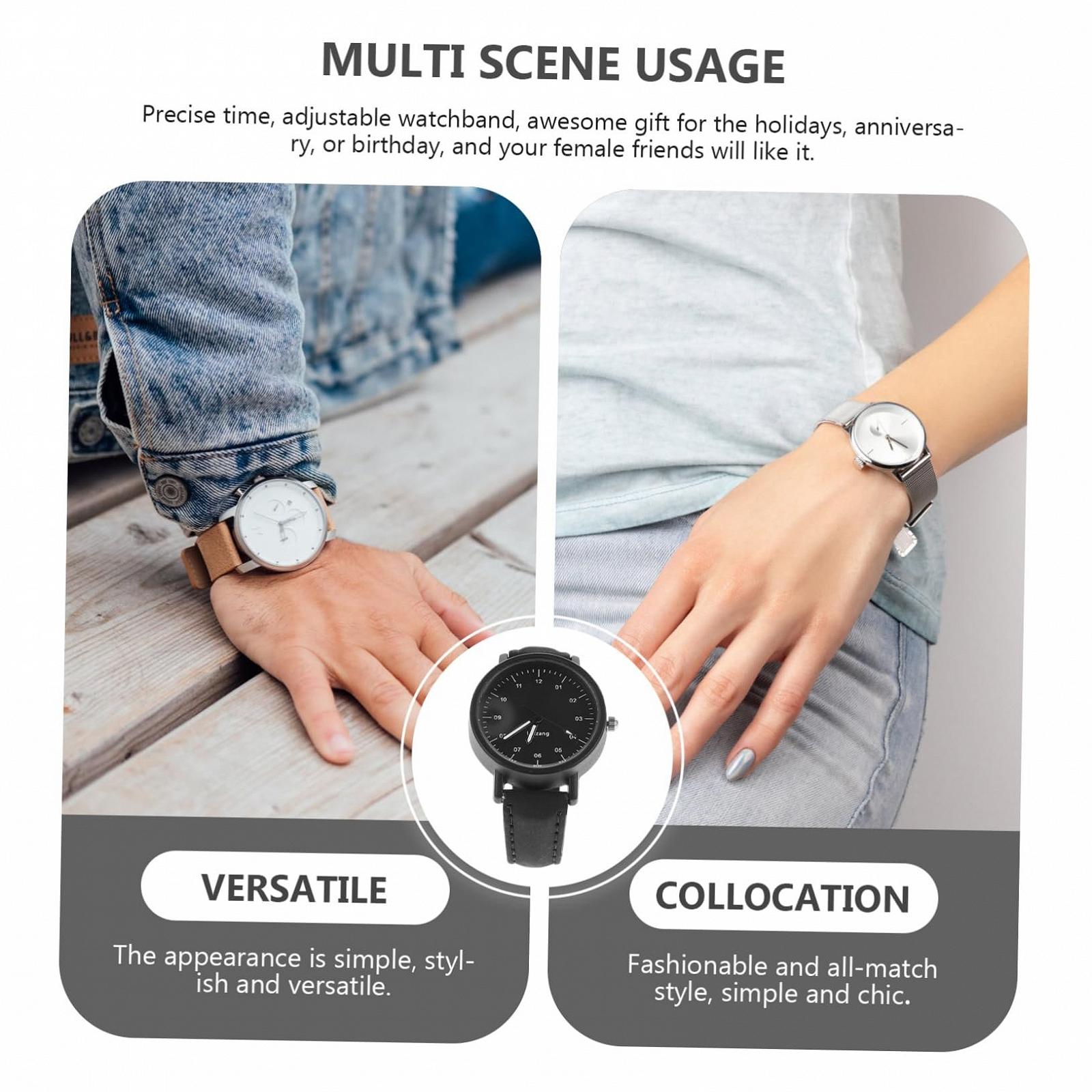 Винтажные часы WRITWAA Минималистичные часы Женские наручные часы с ремешком для девушек S Простые женские часы Универсальные часы Повседневные женские часы Женские часы с ремешком Black PU, фото №7