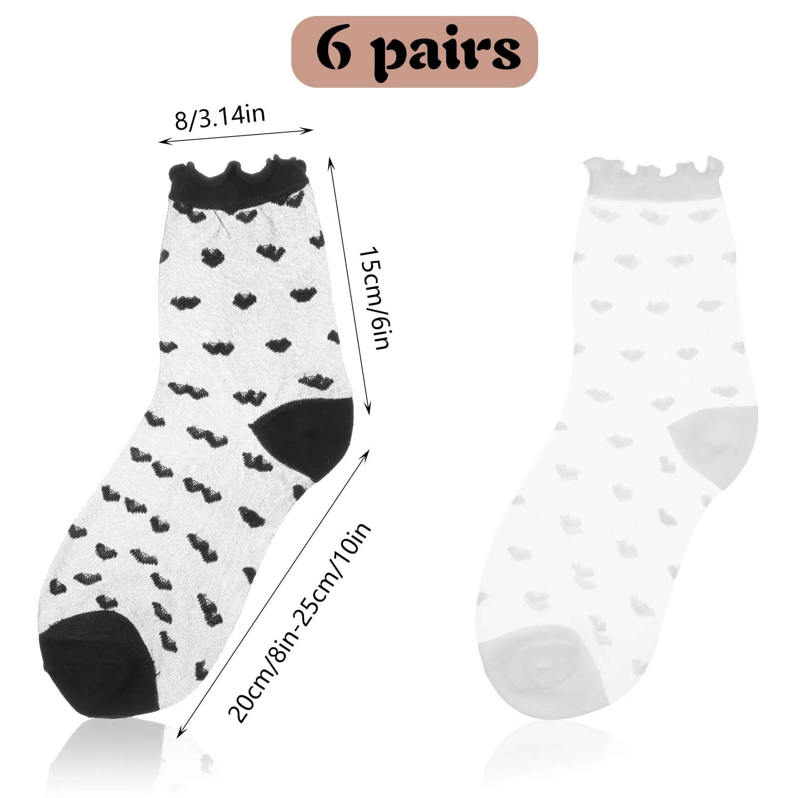 Прозрачные носки Lusofie из нейлона, 6 пар, фото №2 Прозрачные носки Lusofie из нейлона, 6 пар, фото №2