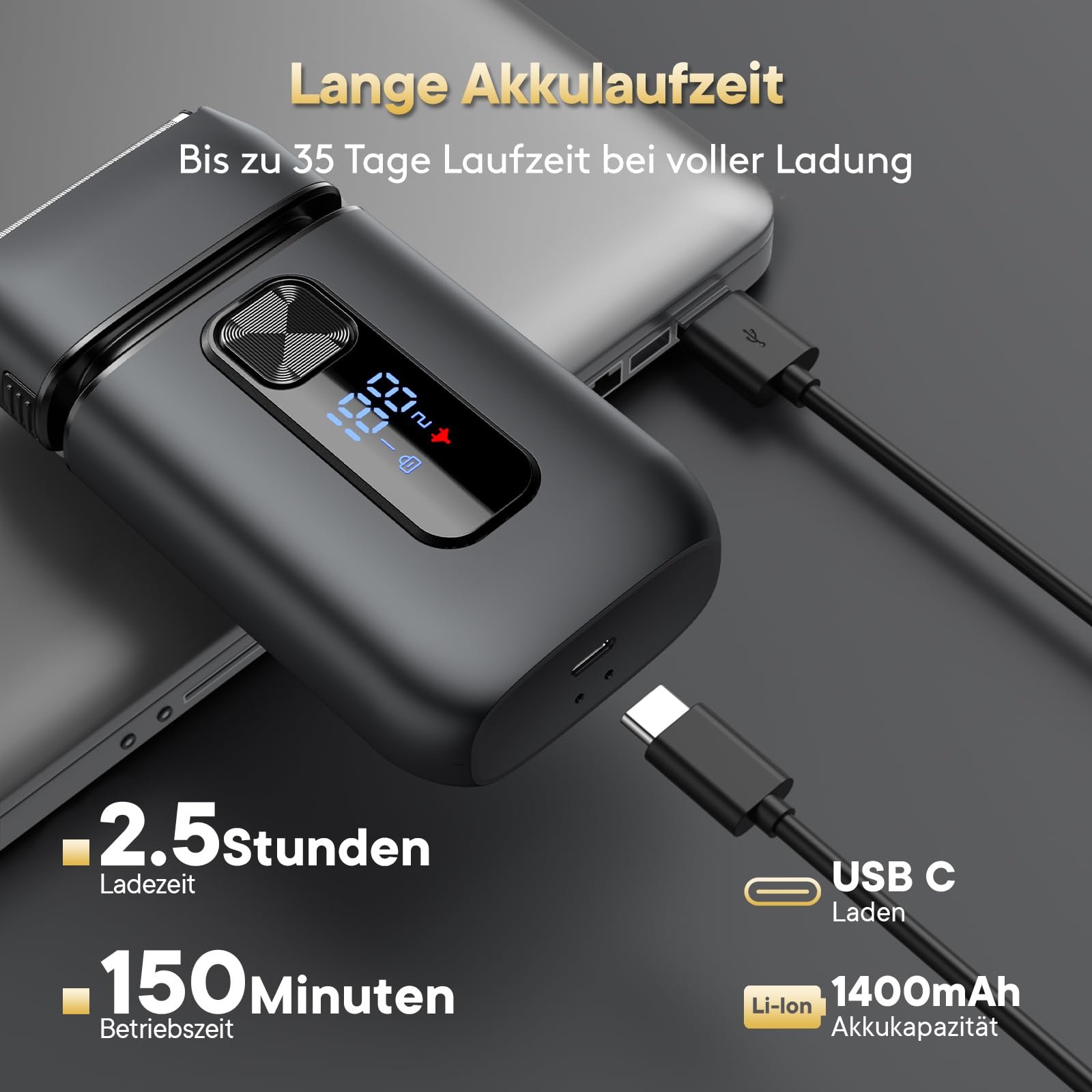 Электробритва Brightup Foil 150 мин USB-C Black, фото №4 Электробритва Brightup Foil 150 мин USB-C Black, фото №4
