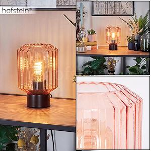 Настільна лампа Moruja метал/скло Ø13 см 1 x E27 чорна/рожева synthetic.ua - Фото 1