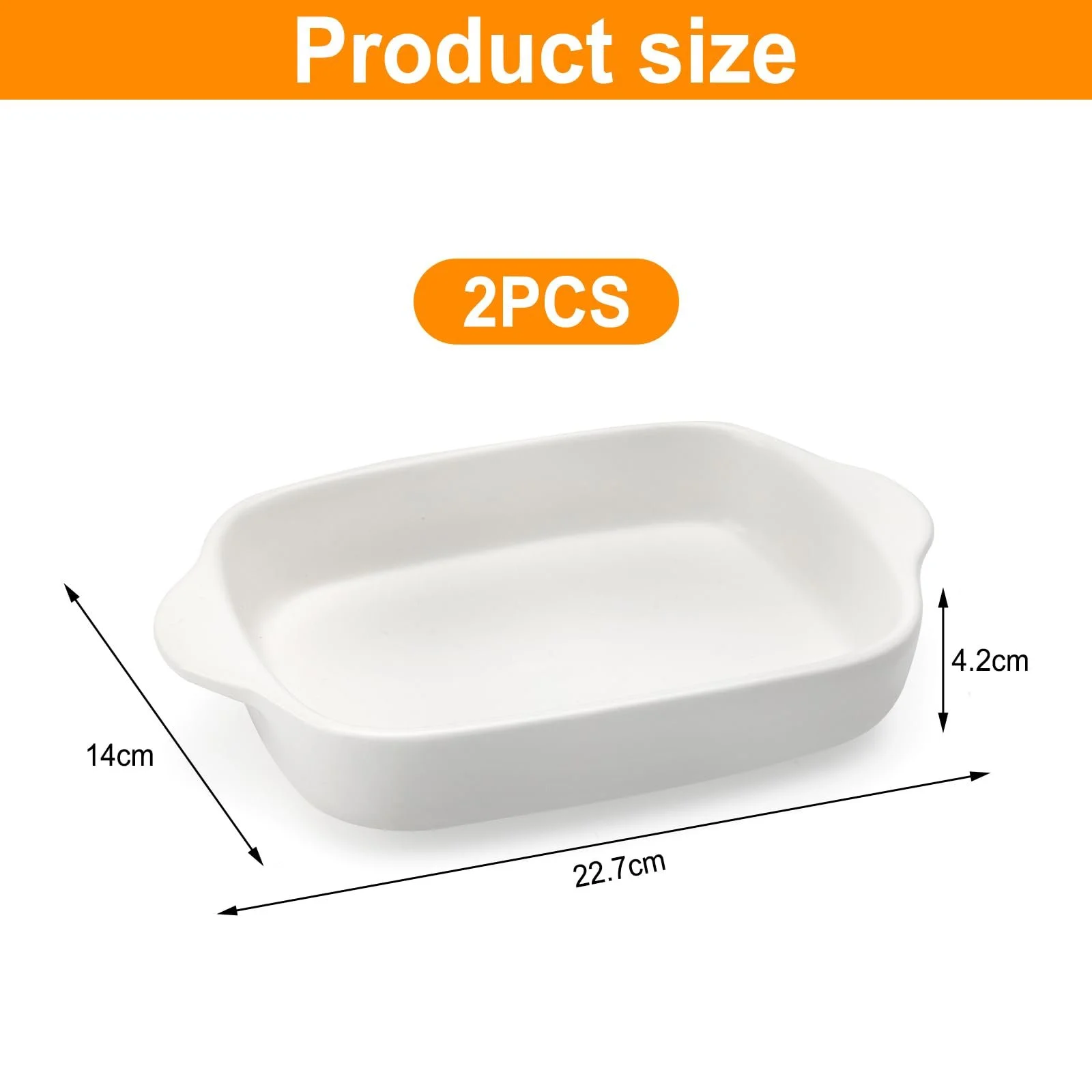 Набор форм для запекания керамические прямоугольные с ручками 23.2 x 14.2 x 4.5 см 2 шт Белый, фото №2 Набор форм для запекания керамические прямоугольные с ручками 23.2 x 14.2 x 4.5 см 2 шт Белый, фото №2