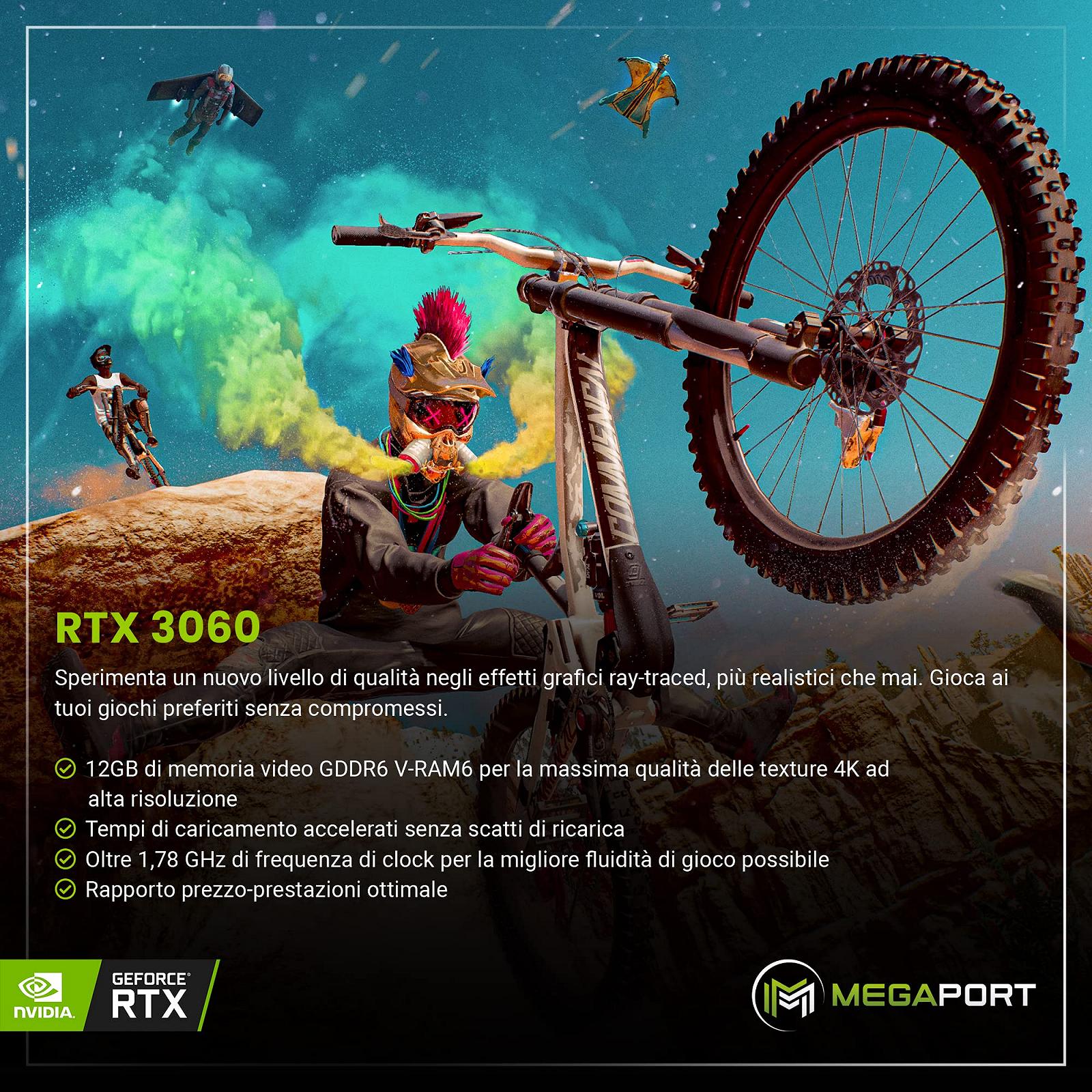 Гральний ПК Megaport AMD Ryzen 5 5600 Windows 11 GeForce RTX3060 12GB 32GB DDR4 1000GB M.2 SSD Повітряне охолодження WLAN, фото №4