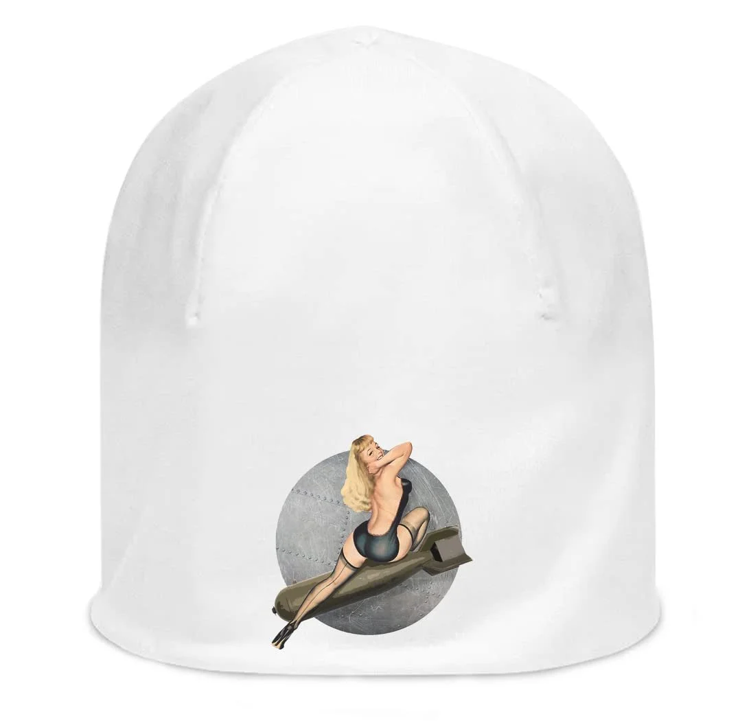 Хлопковая шапка-бини ATPRINTS Pin-Up Girls Bombs Away Military Girl Unisex Thin Stretchy, фото №1
