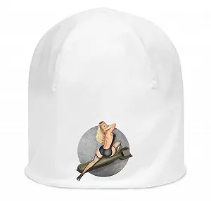 Хлопковая шапка-бини ATPRINTS Pin-Up Girls Bombs Away Military Girl Unisex Thin Stretchy - Фото 1