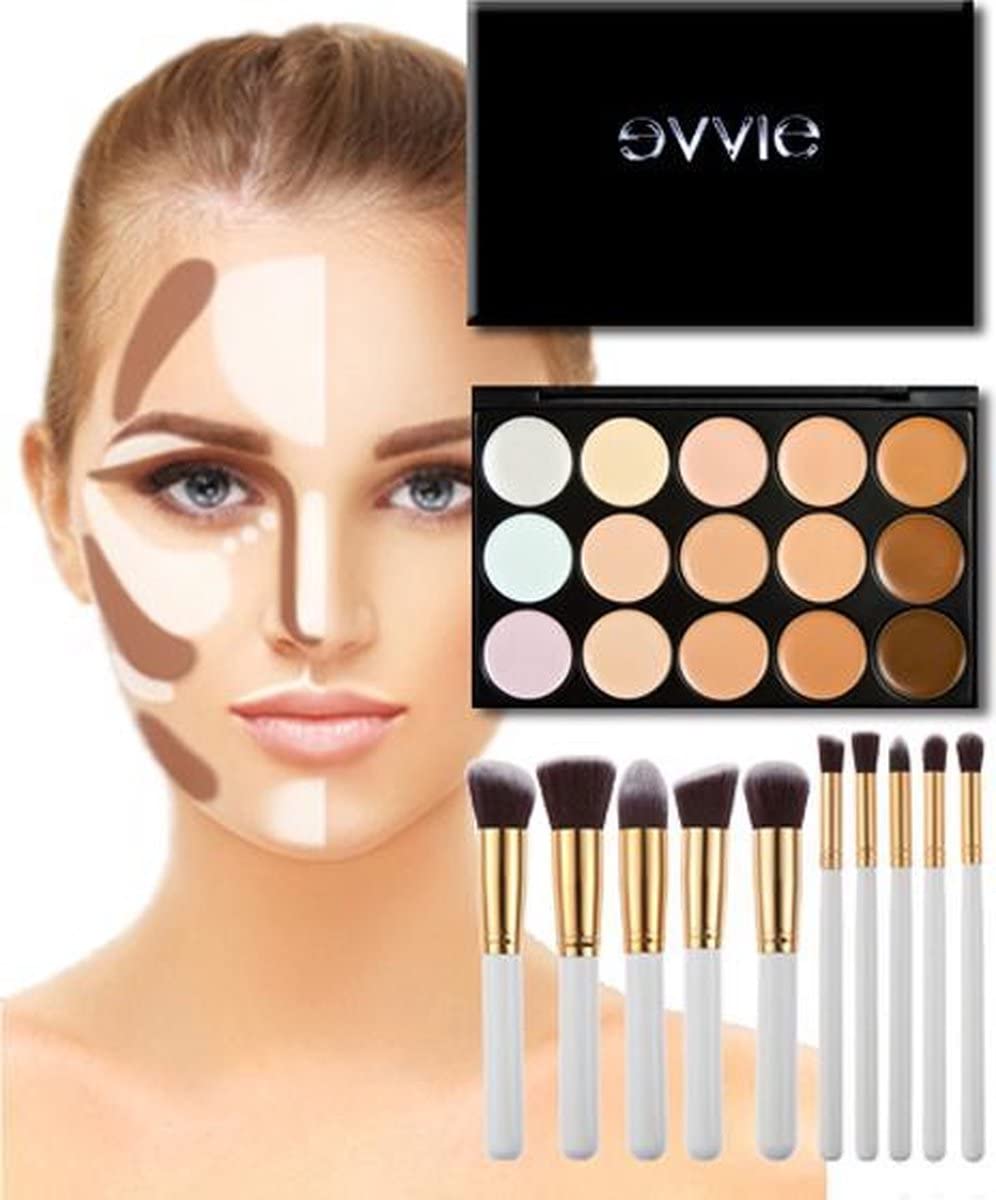 Набір Evvie Contouring Палетка для консилера з 10-штучним набором кабукі пензлів, фото №1