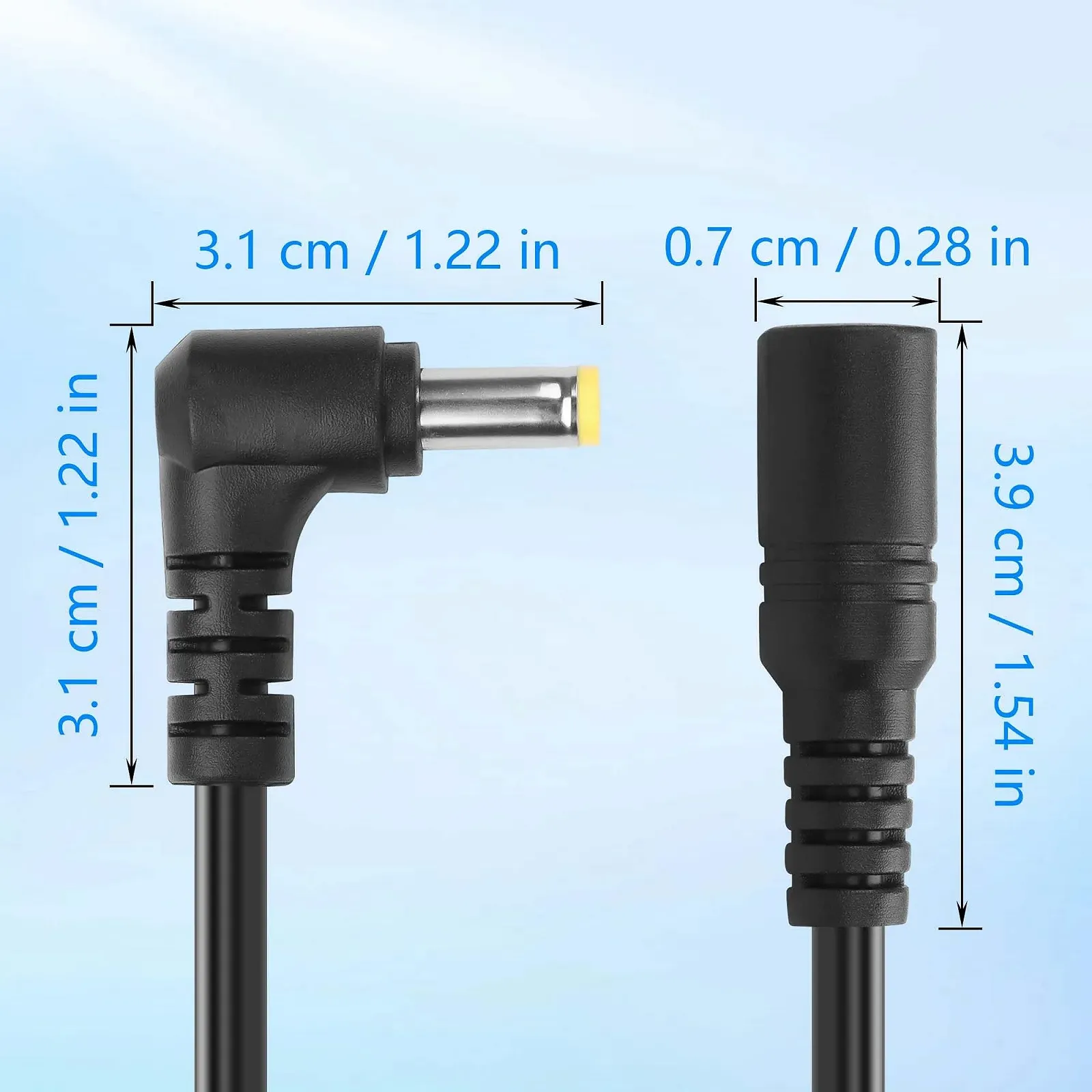 Кабель-подовжувач DC5525 GINTOOYUN 18AWG 5.5 мм x 2.5 мм 90 Degree Male to Female 1 м, фото №7