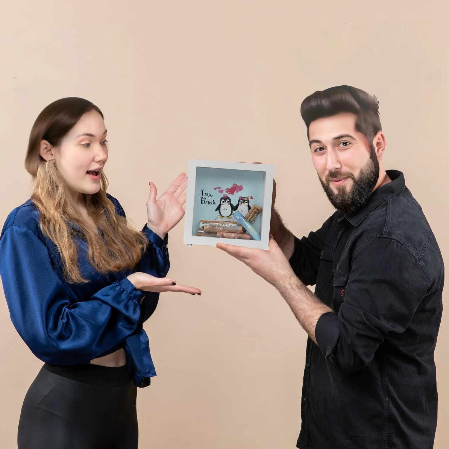 Скарбничка-рамка Penguin Love Bank Дерев'яна, фото №7