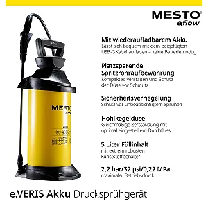 Аккумуляторный опрыскиватель Mesto e.flow e.Veris 5 л 2.2 бар synthetic.ua - Фото 1