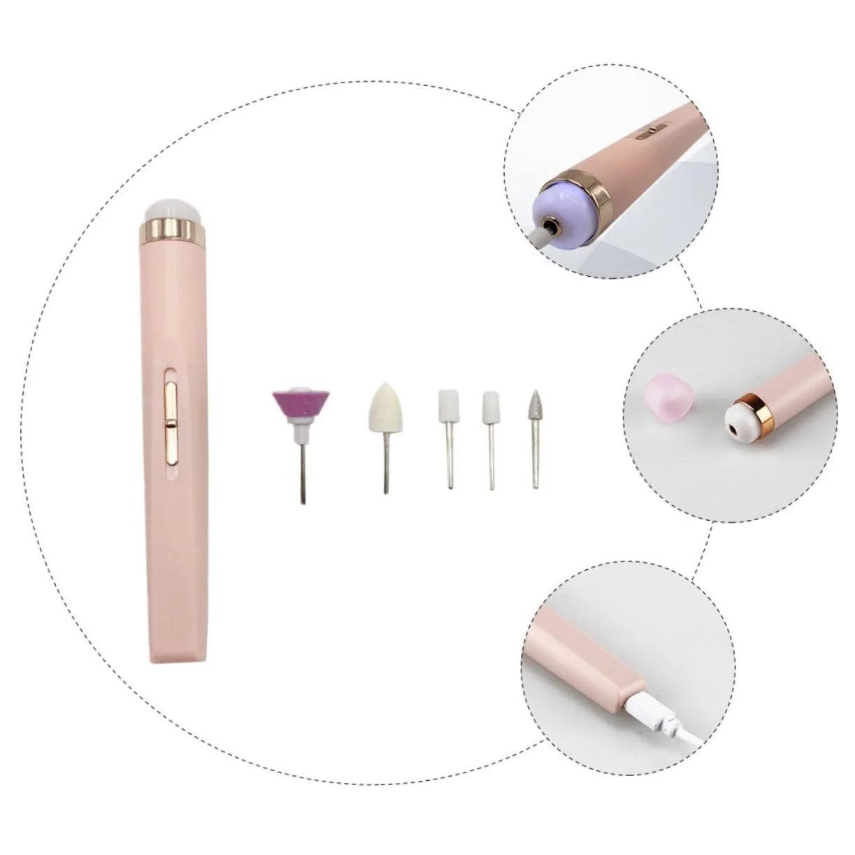 Электрический набор для маникюра Healvian Professional, розовый, фото №3