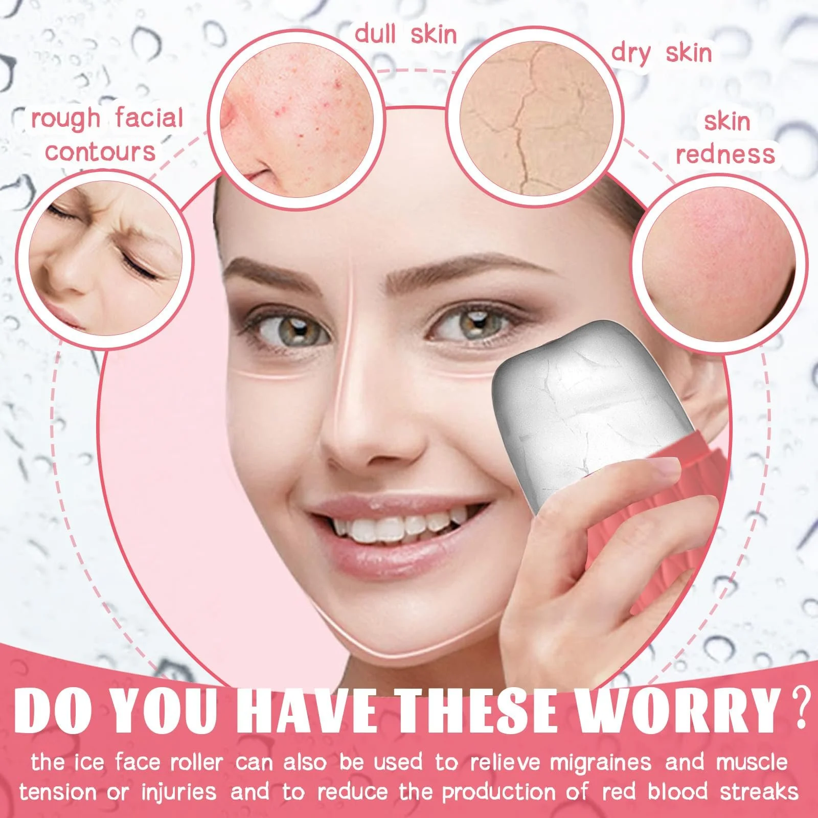 Ролик крижаний WishesMar Ice для обличчя, для очей, шиї, покращує еластичність шкіри, фото №2