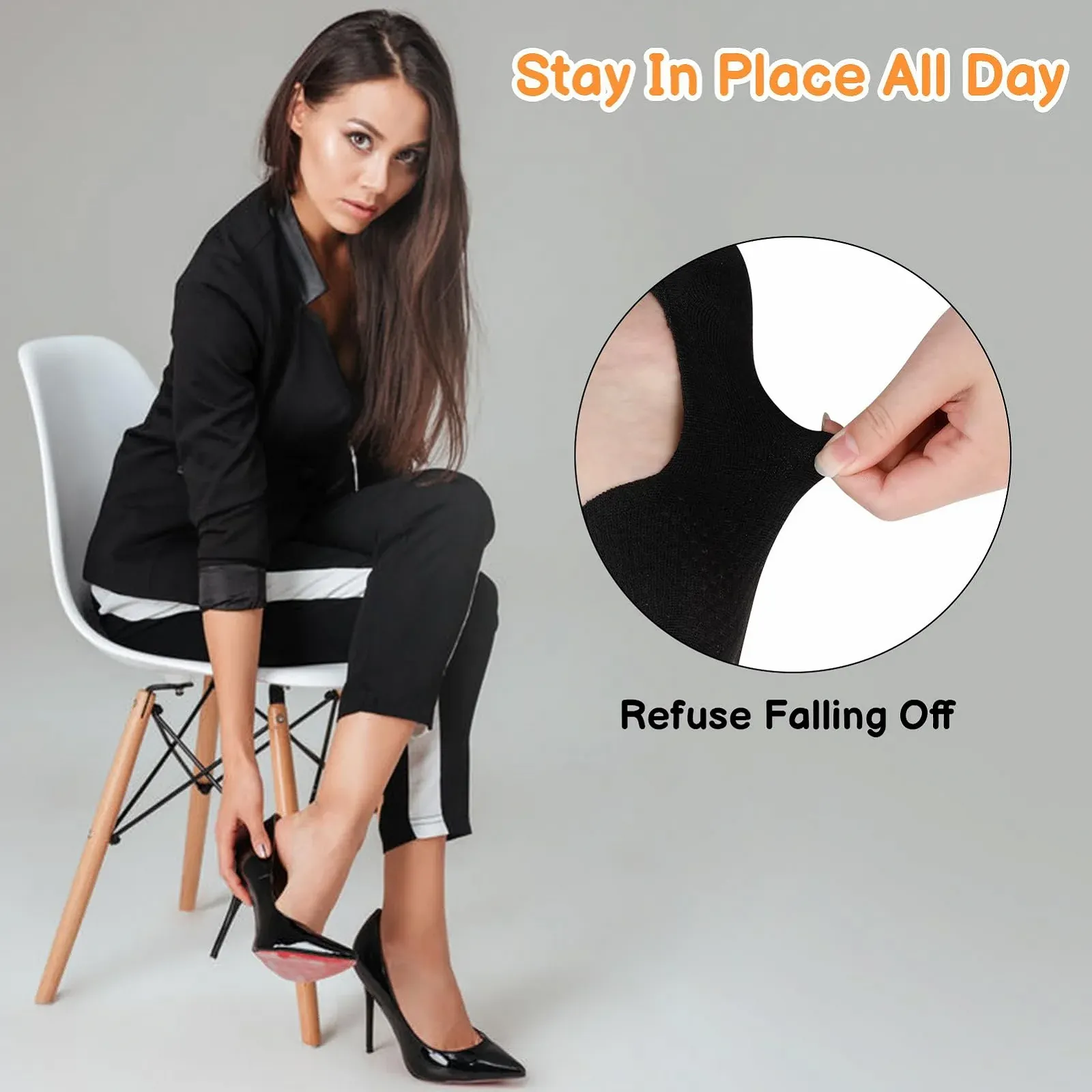 Женские носки Тип: Подследники 7 пар Цвет: Розовый, зеленый, оранжевый, серый, белый, голубой, черный, размер 35-40, фото №5