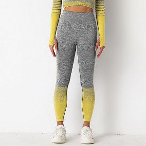 Леггинсы женские спортивные 9651 M серые с желтым synthetic.ua - Фото 1
