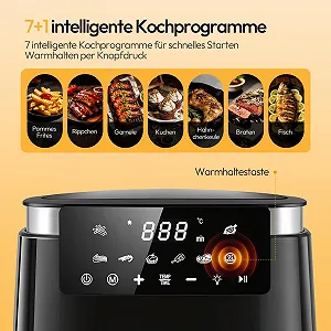 Мультипечь LLIVEKIT XXL 5.5 L 1250 W 8-в-1 с оглядовым окном и подсветкой Black synthetic.ua - Фото 1