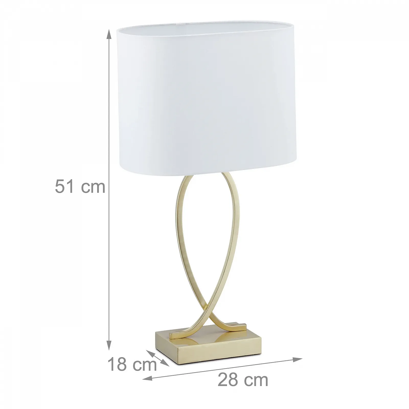 Настільна лампа Relaxdays з тканинним абажуром В x Ш x Г: 51 x 28 x 18 см E27 Золота/Біла, фото №4