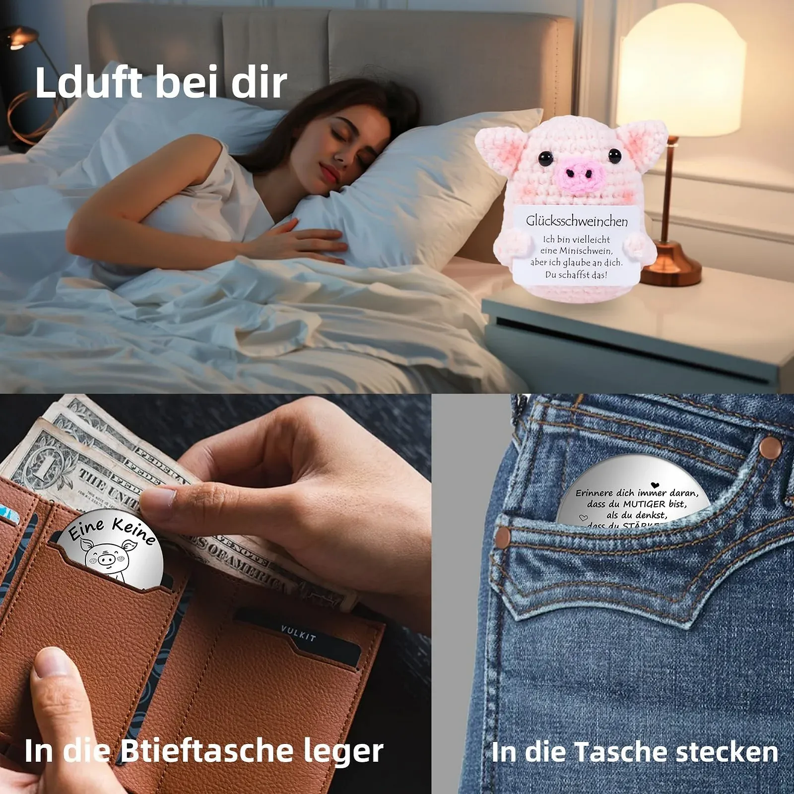 Игрушка Aruigu Pocket Hug Lucky Pigs Creative Knitting Wool Mini Pig Silver, фото №4 Игрушка Aruigu Pocket Hug Lucky Pigs Creative Knitting Wool Mini Pig Silver, фото №4