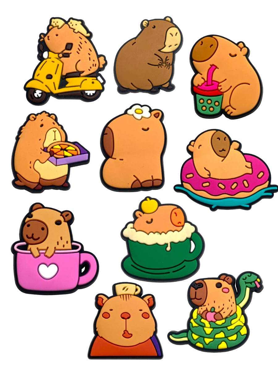 Джибитсы Капибара Capybara 10 шт аксессуары Крокс украшение Cap_23(1), фото №1