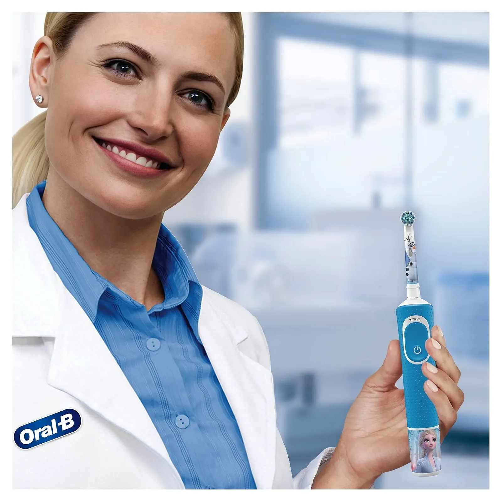 Электрическая зубная щетка Oral-B Kids Frozen Special Edition для детей от 3 лет Голубая, фото №7