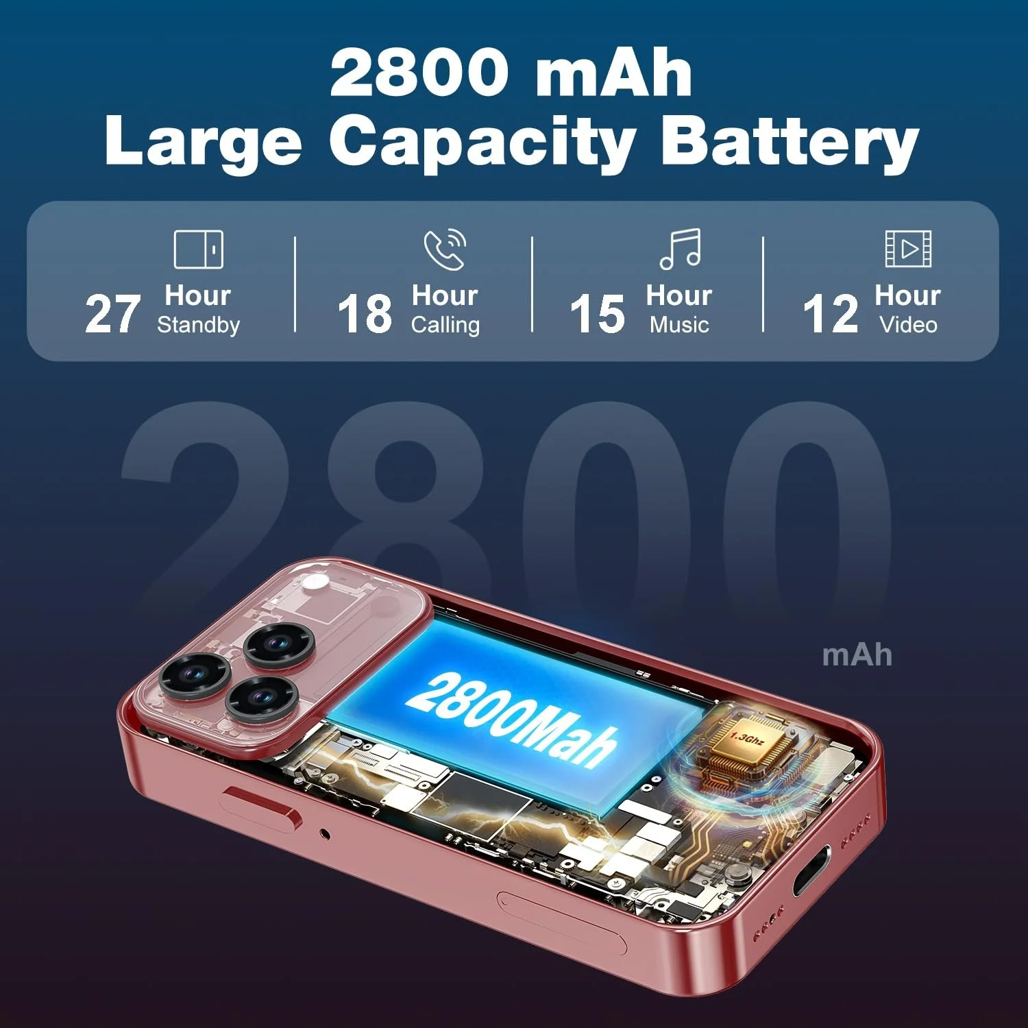 Смартфон Android 14 4.0 дюйма 3GB+32GB Pink, фото №4