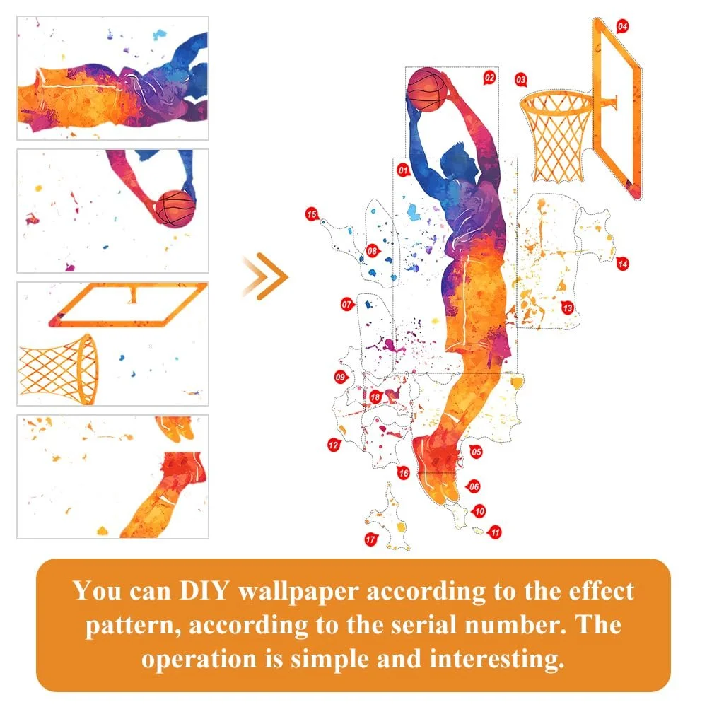 Наклейка на стіну Basketball Slam Dunk 80 x 100 см PVC, фото №4