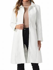 Пальто Allegra K Женское на пуговицах, с воротником, длинными рукавами, карманами, А-силуэта, повседневное, длинное, зимнее - Фото 1