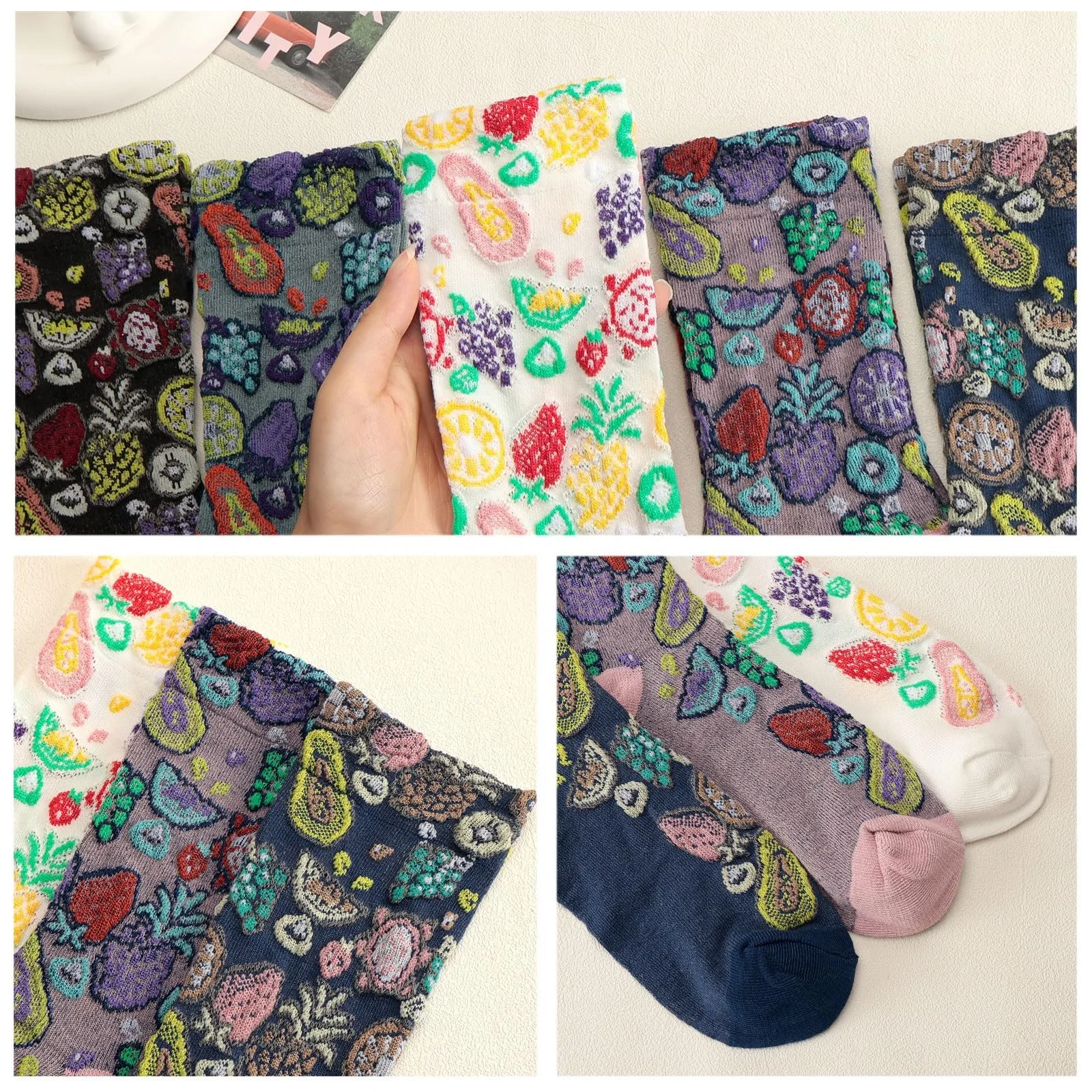 Жіночі шкарпетки з барвистим вінтажним квітковим візерунком 35-42, фото №4