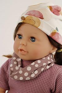 Лялька Schildkröt Susi 3345220 45 см коричневе волосся блакитні сплячі очі одяг білий/фіолетовий/гірчичний synthetic.ua - Фото 1