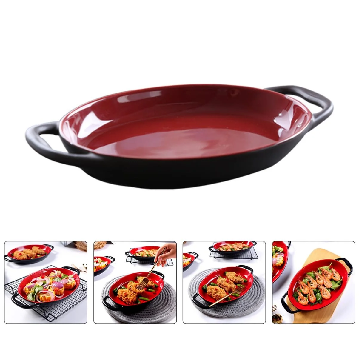 Форма для запікання VALICLUD Керамічна з подвійною ручкою Термостійка, фото №5 Форма для запікання VALICLUD Керамічна з подвійною ручкою Термостійка, фото №5