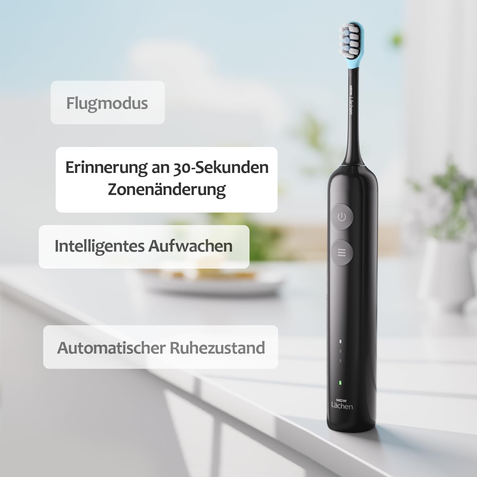 Електрична звукова зубна щітка Lächen MGW Series осциляція та вібрація 3 режими 3 рівні інтенсивності дорожня сумка Чорна, фото №5