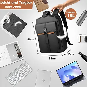 Бизнес-рюкзак для ноутбука hk Slim 15.6 дюйма водонепроницаемый с магнитной застежкой Черный synthetic.ua - Фото 1