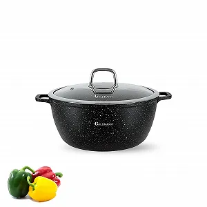 Кастрюля GOLDMANN 28 см с антипригарным покрытием и стеклянной крышкой, 6.5 л, мраморное керамическое покрытие, для всех типов плит, экологичная - Фото 1